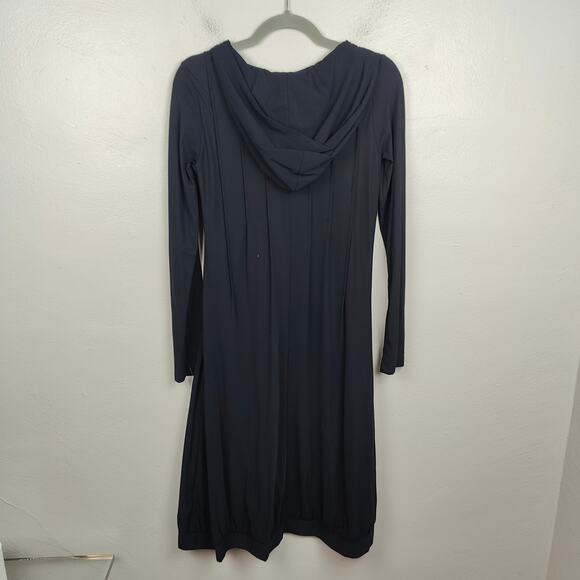 Beatrice B Commessa Dress Womens 8 Black Hooded Ponte Pleated Long Sleeve - Picture 5 of 10